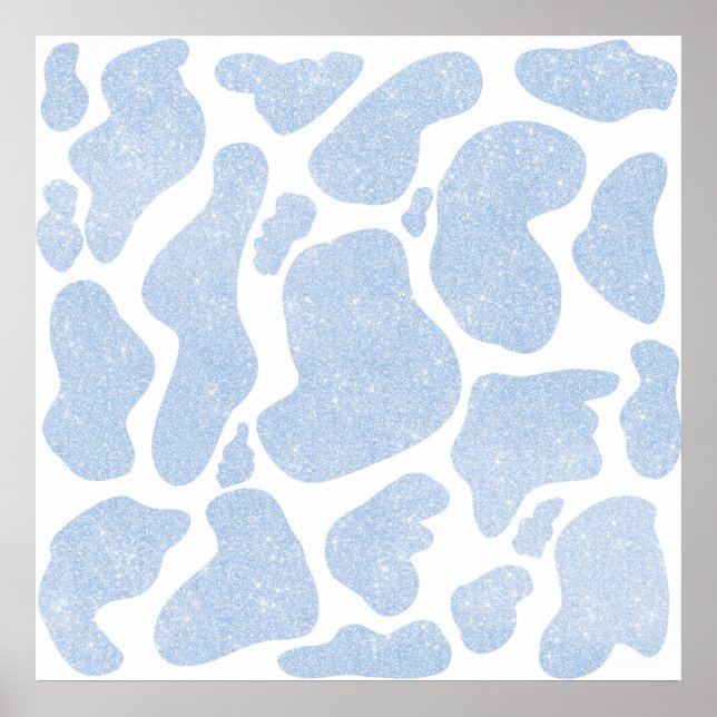 Simple Blue White Large Cow Spots Animal Print Poster (Framsidan)