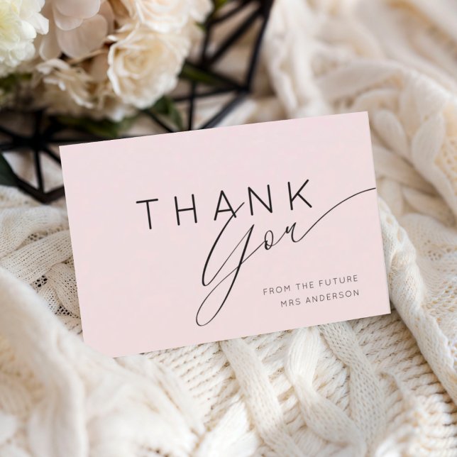 Simple Blush Pink Thank You Bridal Shower  Tack Kort (Skapare uppladdad)