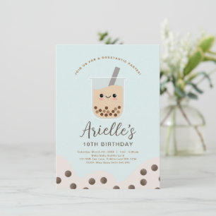 Simple Boba Bubble Mjölk Tea Blue Birthday Inbjudningar