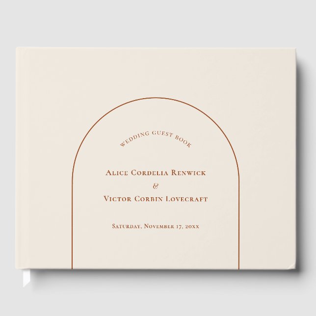 Simple Boho Arch Ivory Bröllop Gästböcker (Framsida)