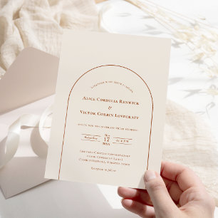 Simple Boho Arch Ivory Bröllop Inbjudningar