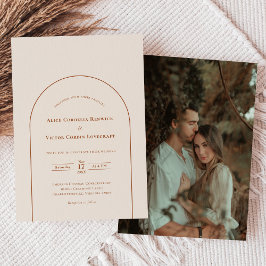 Simple Boho Arch Ivory Bröllop Photo Inbjudningar