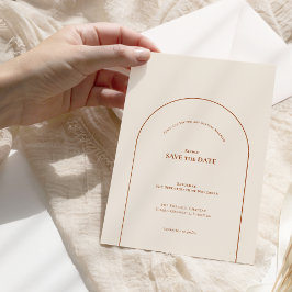 Simple Boho Arch Ivory Bröllop Spara Datumet