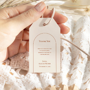 Simple Boho Arch Ivory Bröllop Tack Presentetikett