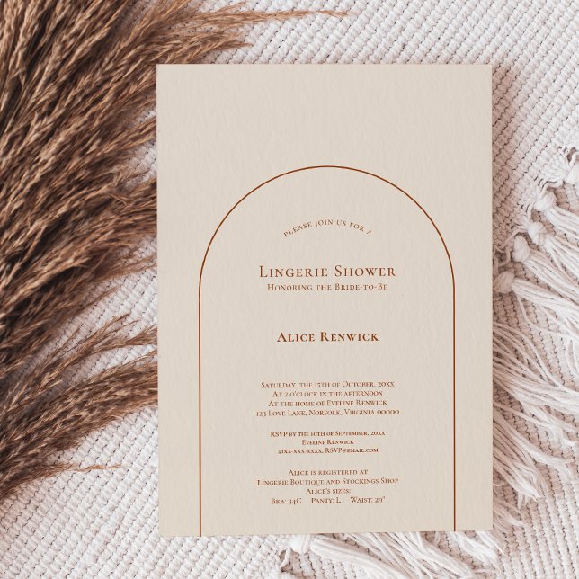 Simple Boho Arch Ivory Lingerie Shower Inbjudningar (Skapare uppladdad)