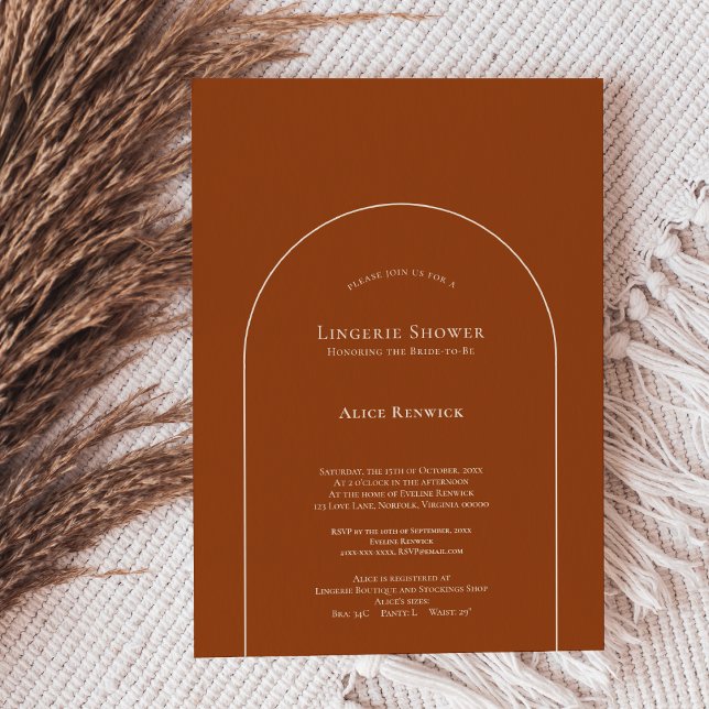 Simple Boho Arch Terracotta Lingerie Shower Inbjudningar (Skapare uppladdad)