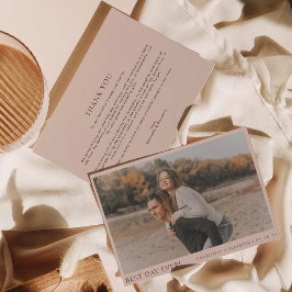 Simple Boho Beige Photo Best Day Day nånsin Bröllo Tack Kort