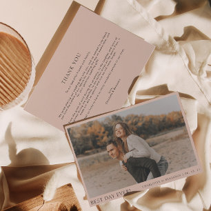Simple Boho Beige Photo Best Day Day nånsin Bröllo Tack Kort