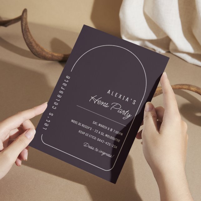 Simple Boho Black Hens Party-inbjudningsmall Inbjudningar (Skapare uppladdad)