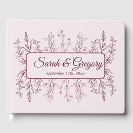 Simple Boho Blommigt Ruby Vin Bröllop Gästböcker