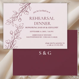 Simple Boho Blommigt Ruby Vin Rehearsal Middag Inbjudningar