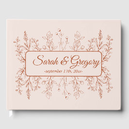 Simple Boho Blommigt Terracotta Bröllop Gästböcker