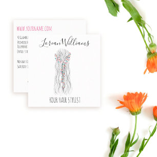 Simple Boho Bröllop Hair Stylist Romantic Flower Fyrkantigt Visitkort