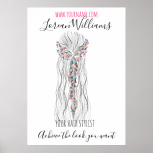 Simple Boho Bröllop Hair Stylist Romantic Flower Poster