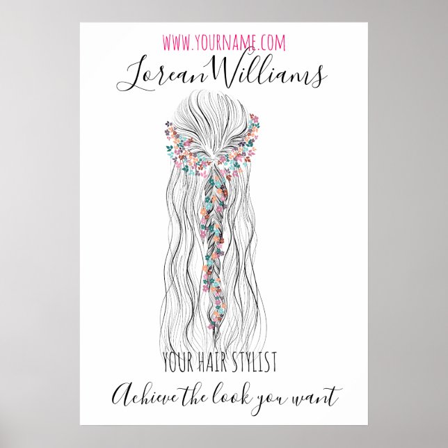 Simple Boho Bröllop Hair Stylist Romantic Flower Poster (Framsidan)