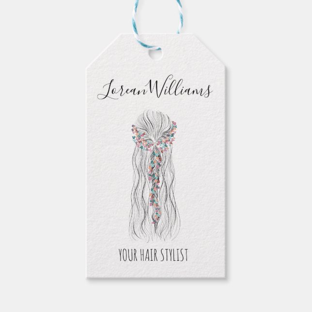 Simple Boho Bröllop Hair Stylist Romantic Flower Presentetikett (Framsidan)