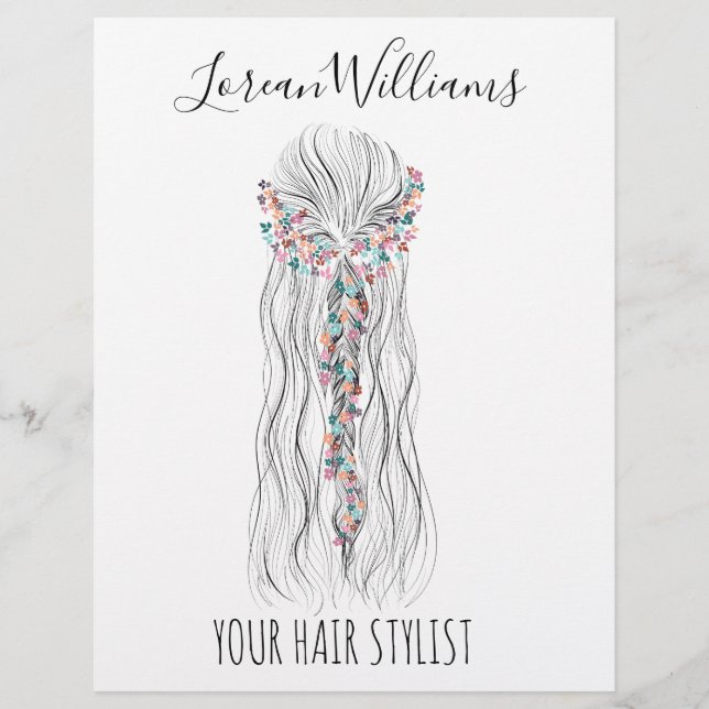 Simple Boho Bröllop Hair Stylist Romantic Flower Reklamblad (Framsidan)