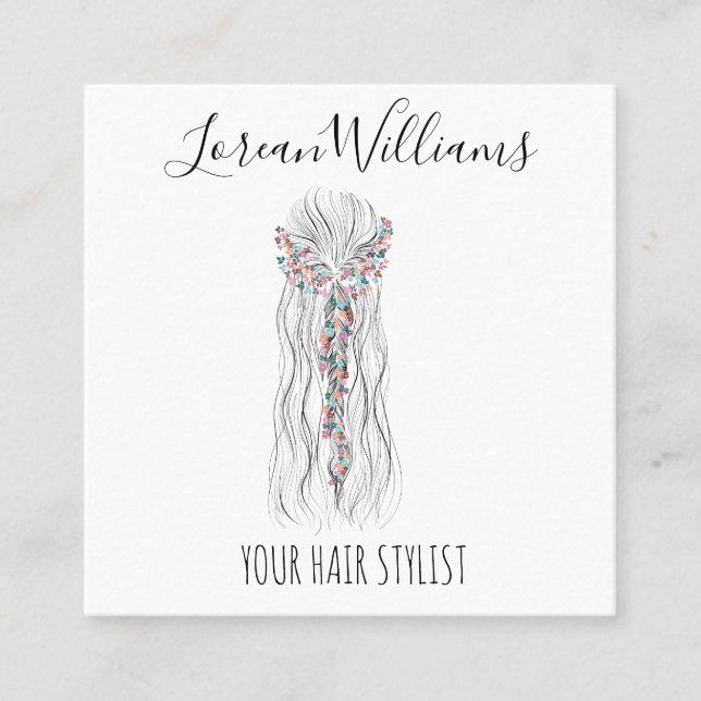 Simple Boho Bröllop Hair Stylist Romantic Flower Tidsbeställning Kort (Framsida)