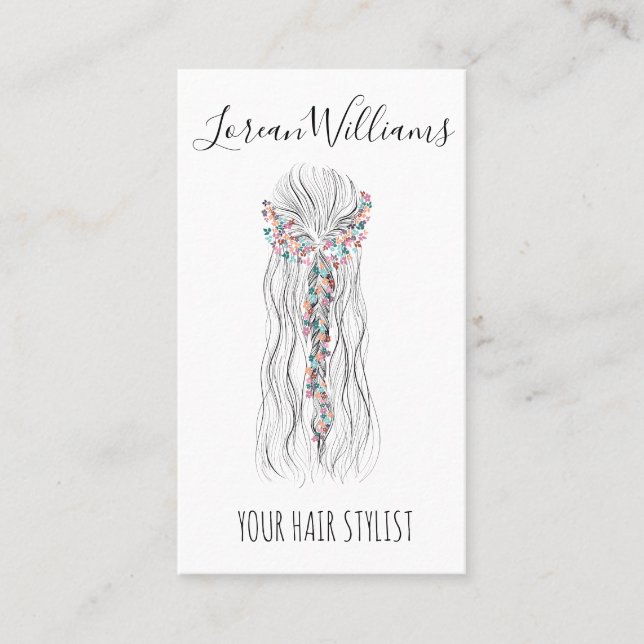 Simple Boho Bröllop Hair Stylist Romantic QR-kod Visitkort (Framsida)