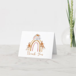 Simple Boho Bunny Rainbow Blommigt Baby Shower Tack Kort
