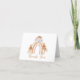 Simple Boho Bunny Rainbow Blommigt Baby Shower Tack Kort