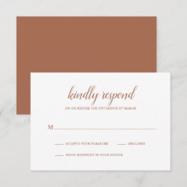 Simple Boho Burnt Orange Rust Terracotta Bröllop OSA Kort