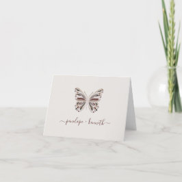 Simple Boho Butterfly Burgundy Taupe Bröllop Tack Kort