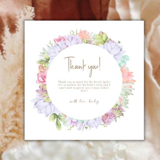 Simple Boho Cactus Desert Baby Shower Tack Kort (Simple Boho Cactus Desert Baby Shower Thank You Card)
