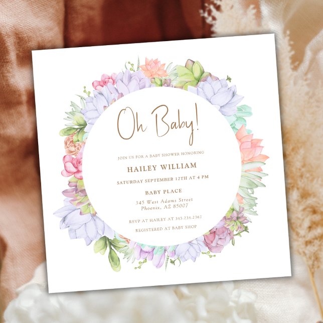 Simple Boho Cactus Desert Oh Baby Shower Inbjudningar (Simple Boho Cactus Desert Oh Baby Shower Invitation)