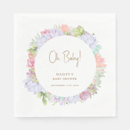 Simple Boho Cactus Desert Oh Baby Shower Pappersservett
