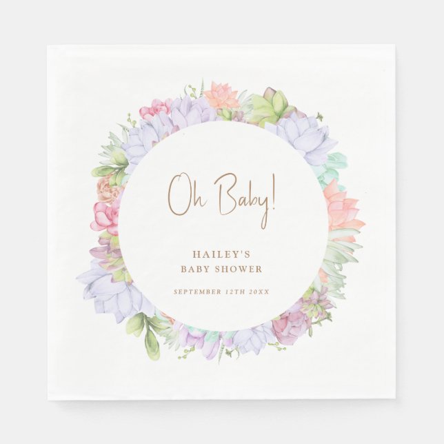 Simple Boho Cactus Desert Oh Baby Shower Pappersservett (Framsidan)