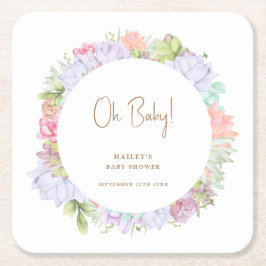 Simple Boho Cactus Desert Oh Baby Shower Underlägg Papper Kvadrat