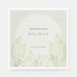 Simple Boho Cactus Line Art Arch Baby Shower Pappersservett