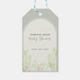 Simple Boho Cactus Line Art Arch Baby Shower Presentetikett