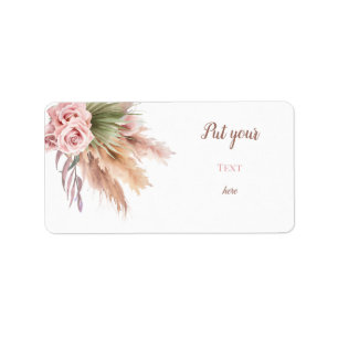 Simple Boho Chic Pampass Grass Dusty Ro Blommigt Adressetikett