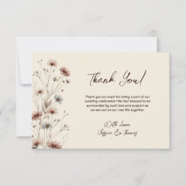 Simple Boho Chic Wildblommor Cream Bröllop Tack Kort