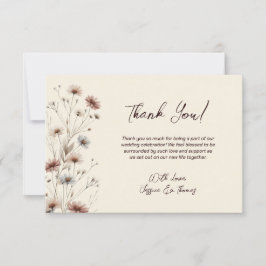 Simple Boho Chic Wildblommor Cream Bröllop Tack Kort