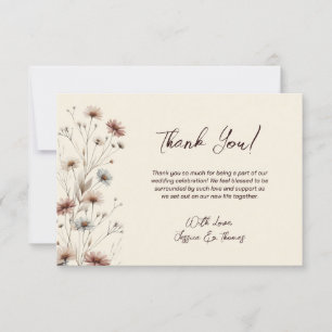Simple Boho Chic Wildblommor Cream Bröllop Tack Kort