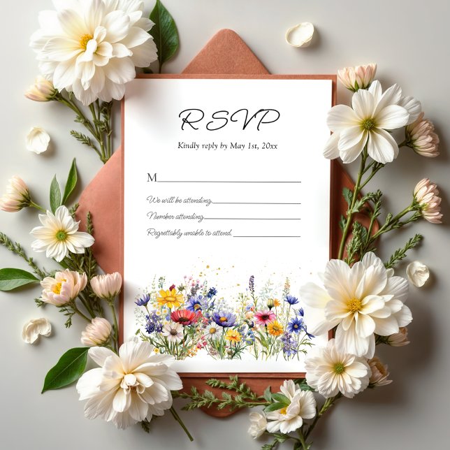 Simple Boho Chic Wildflower Wedding OSA Kort (Skapare uppladdad)