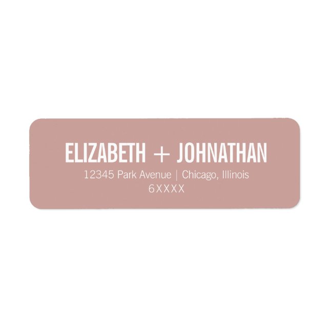 Simple Boho Dusty Ro Typography Bröllop Adress Returadress Etikett (Framsidan)
