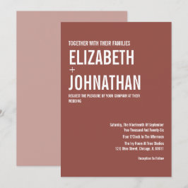 Simple Boho Dusty Ro Typography Bröllop Inbjudningar