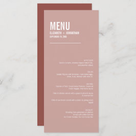 Simple Boho Dusty Ro Typography Bröllop Menu Meny