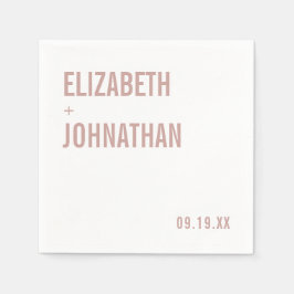 Simple Boho Dusty Ro Typography Bröllop Pappersservett