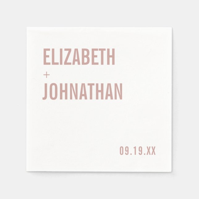 Simple Boho Dusty Ro Typography Bröllop Pappersservett (Framsidan)