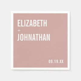 Simple Boho Dusty Ro Typography Bröllop Pappersservett