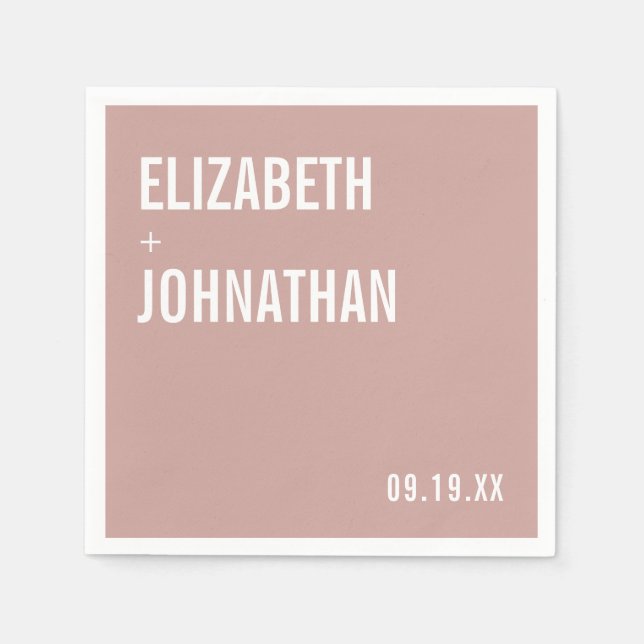 Simple Boho Dusty Ro Typography Bröllop Pappersservett (Framsidan)