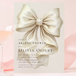 Simple Boho Elegant Ivory Cream Bow Möhippa Inbjudan Vykort
