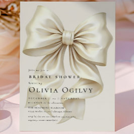 Simple Boho Elegant Ivory Cream Bow Möhippa Magnetisk Inbjudningskort