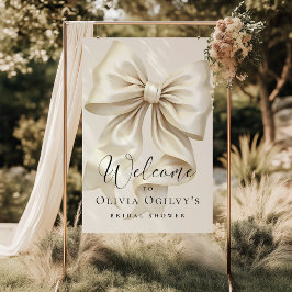Simple Boho Elegant Ivory Cream Bow Möhippa Poster