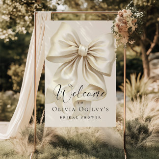 Simple Boho Elegant Ivory Cream Bow Möhippa Poster